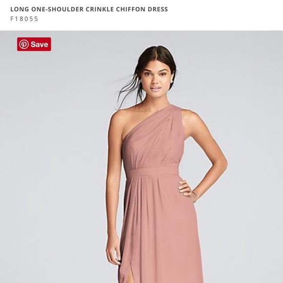long one shoulder crinkle chiffon dress